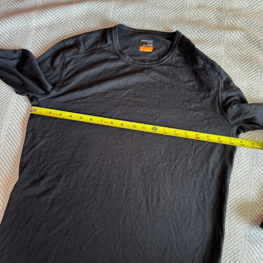 Icebreaker Bodyfit 200 Merino Wool Base Layer Top Mens Large Black Long Sleeve - Picture 8 of 9